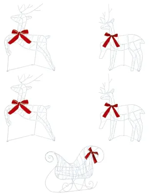 Imagen del producto de vidaXL: Reno navideño con trineo, juego de 5 unidades, 230 LEDs, luz blanca fría