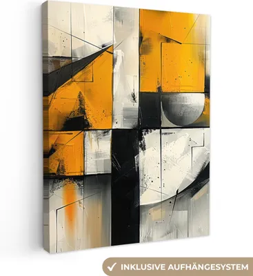 Produktbild von MuchoWow® - Leinwandbilder - Gelb - Abstrakt - Modern - Formen, Wandbild, Wanddeko Bilder Wohnzimmer, 30x40 cm