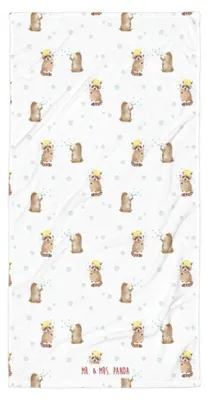 Produktbild von Mr. & Mrs. Panda Strandtuch Waschbär - Weiß - Geschenk, Duschhandtuch, Waschen, Lustige Sprüche, Plan, Fröhlich, Badehandtuch, Reisehandtuch, Seifenblasen, Duschtuch
