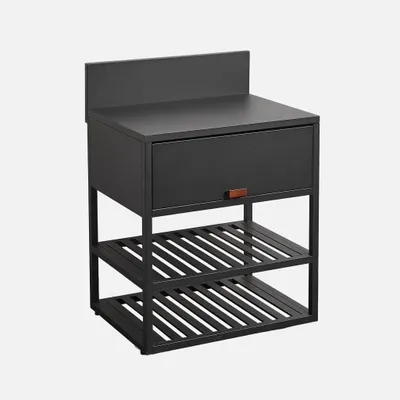 Immagine prodotto di Modulo cucina da esterno in acciaio con 1 anta e 2 ripiani, 80cm, Nero