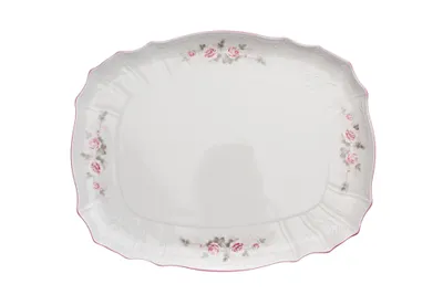 Obrázek produktu pro Thun 1794 Podnos čtyřhranný, 40 cm, český porcelán, Bernadotte, růže, růžový proužek, Thun