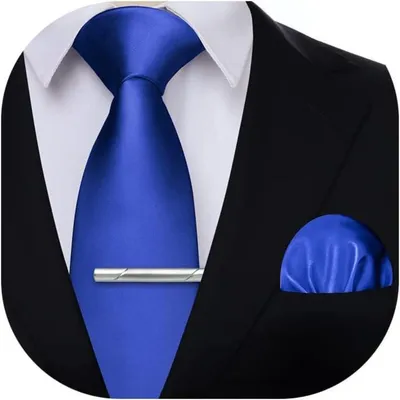 Imagen del producto de Corbata para hombre, pañuelo de bolsillo, sujetacorbata, talla única, color azul zafiro