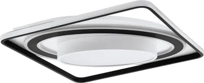Image de Plafonnier LED EGLO Benalauria, plafonnier, lampe plafond à intensité variable, acier noir, plastique blanc chaud-blanc froid, 45 x 45 cm