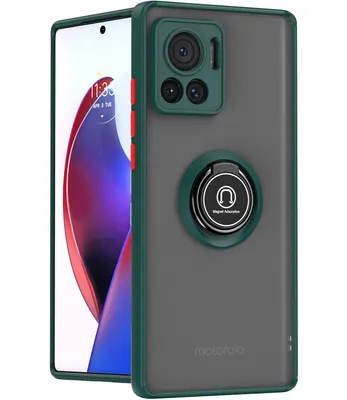 Immagine prodotto di Custodia per Motorola Edge 30 Custodia in TPU traslucido ultra opaco con supporto ad anello e supporto verde scuro