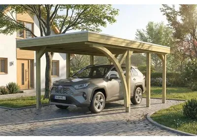 Produktbild von Einzelcarport SKAN HOLZ Friesland inkl. 1 Einfahrtsbogen, Pfostenanker 320 x 555 cm kesseldruckimprägniert