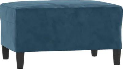 A product shot of a blue ottoman on a white background.