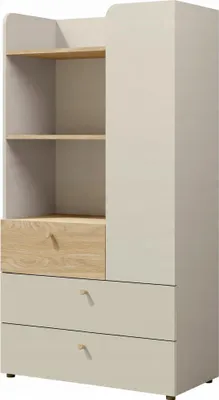 Zdjęcie produktu dla Regał 06 Yuki 80 cm x 150 cm x 40 cm szarobeżowy + dąb olejowany