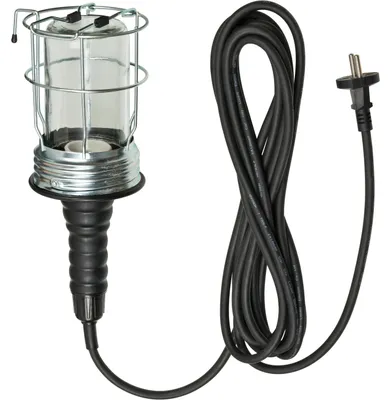 Produktbild von Brennenstuhl Handleuchte / Werktstattlampe aus Hartgummi mit stabilem Schutzkorb (60 W, 136 mm Durchmesser, 5m Kabel) schwarz