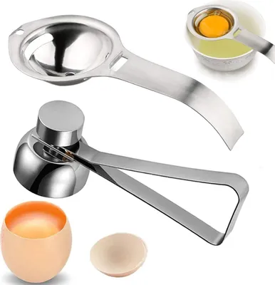 Produktbild von Eieröffner und Eier Schneider - Edelstahl - 3 Stück - Silber