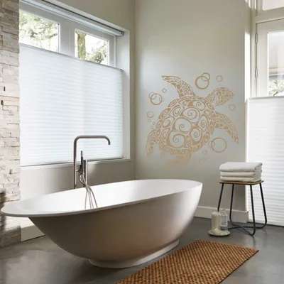 Produktbild von Wandtattoo - Wandaufkleber - Wandtattoo "Bubble Turtle" - 64cm x 58cm braun - Dekoration Küche Wohnzimmer Wand