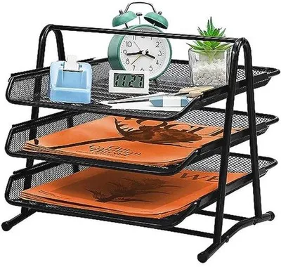 Produktbild von Famanu Dokumentenhalter Metall 3 Fächer A4 Organizer - Schwarz