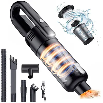 Produktbild von Kabelloser Handstaubsauger, LED Beleuchtung, 6500Pa Saugleistung, Type-C Ladegerät, Multifunktional, Tragbarer Staubsauger für Zuhause