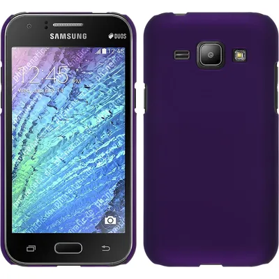 Produktbild von PhoneNatic Case kompatibel mit Samsung Galaxy J1 (2015 - J100) - Hülle lila gummiert Hard-case + 2 Schutzfolien