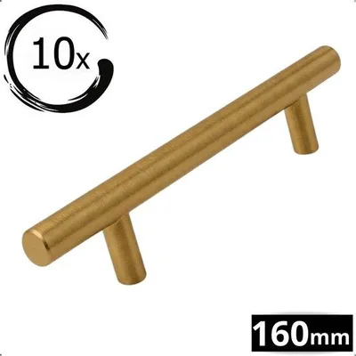 Productafbeelding van By MJM Denver RVS kastgrepen goudkleurig 160mm – set van 10