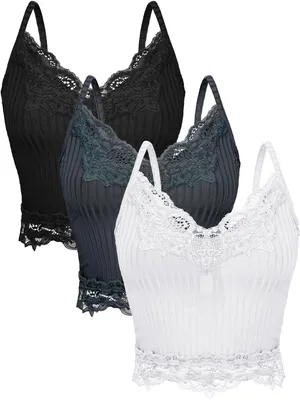 Produktbild von Bencailor 3 Stück Damen Spitze Tank Tops Y2k Camisole Tops Spitze Patchwork Crop