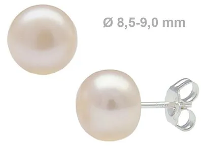 8-5-9-0-mm-Ohrstecker-Süßwasserperlen-und-925-Silber-rose