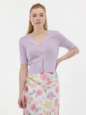 Produktbild von Orsay Hellviolette Damenstrickjacke mit kurzen Ärmeln L