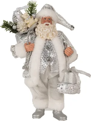Produktbild von Clayre & Eef Weihnachtsdekorationsfigur Weihnachtsmann 27 cm Silberfarbig Kunststoff