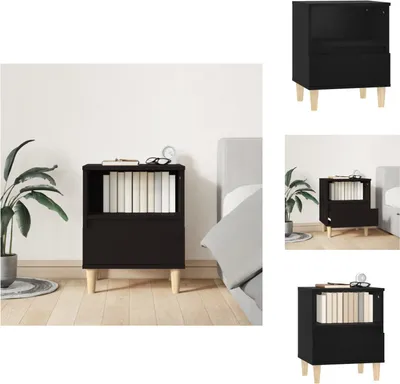 Zdjęcie produktu dla vidaXL Stolik nocny czarny 40x35x50 cm - Stoliki nocne