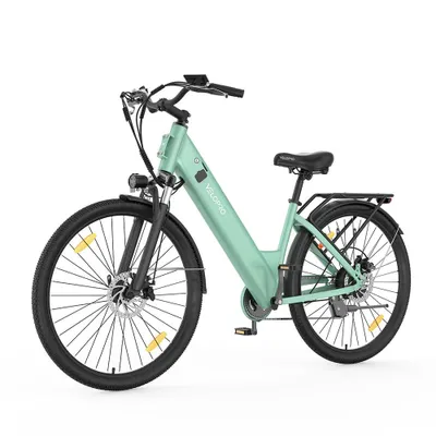 Zdjęcie produktu dla Rower elektryczny 28-calowy, rower elektryczny miejski i rower holenderski elektryczny z akumulatorem 36V 13Ah, zasięg do 80-100 km, napęd SHIMANO 7-biegowy, silnik 250W, prędkość do 25 km/h, damski, kolor zielony