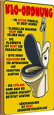 Produktbild von Holzschild Spruch Hinweis 20x30cm Klo Ordnung im sitzen pinkeln