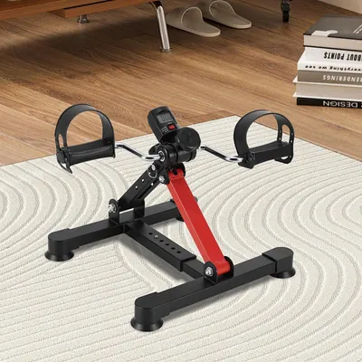Produktbild von Vigevee Mini-Heimtrainer mit Pedalen Zusammenklappbar Arm- und Beintraining Unisex Krafttraining Schwarz und Rot
