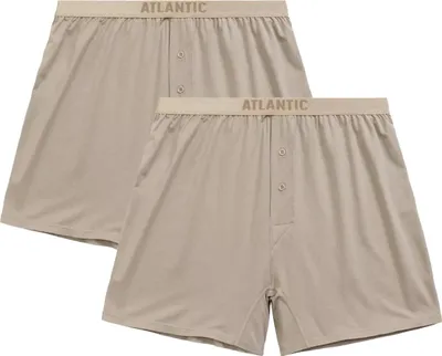Produktbild von Atlantic Herren Boxershorts 2er Pack - Bequeme, Locker Geschnittene Unterwäsche aus Modal und Pima Baumwolle, Antiallergisch, Basic Kollektion, Beige, Perfekt für Sport und Alltag XL