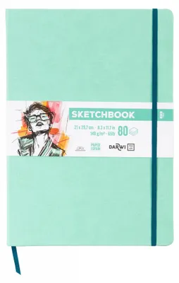 Immagine prodotto di Darwi For You DF80021290003C - Quaderno a cucito, sketchbook A4, 21x29,7 cm, 140g - 80 fogli