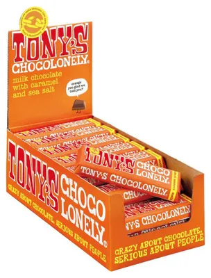 Immagine prodotto di Tony's Chocolonely Cioccolato Al Latte Caramello EMarino 47g – Snack Fairtrade