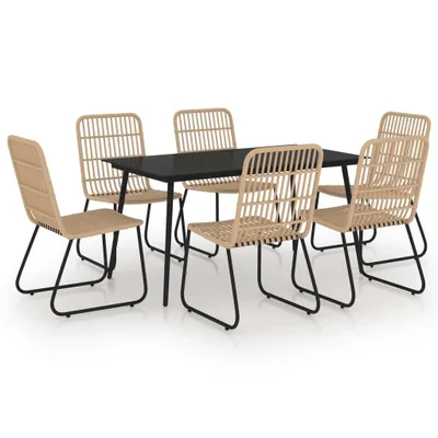 Immagine prodotto di set da pranzo da giardino 7 pezzi in polirattan e vetro