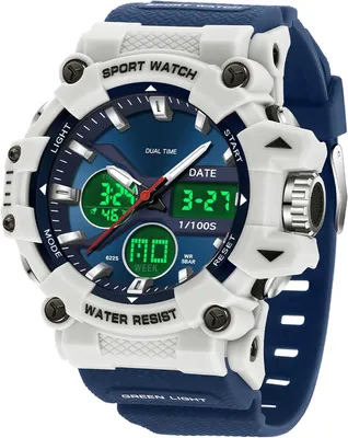 Produktbild von Militär Herren Digitaluhr Analog-Digital Sportuhr 5ATM wasserdicht LED Wecker TPU-Armband Multifunktionale Outdoor Uhr für Jungen und Männer