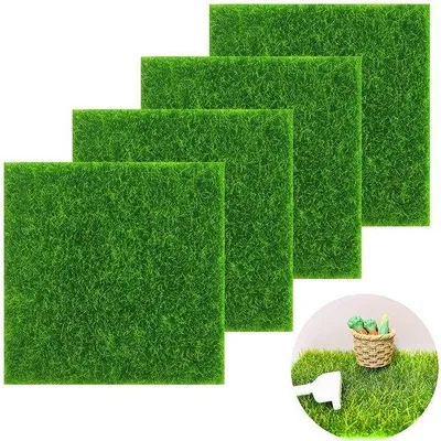 Zdjęcie produktu dla Zestaw dekoracji z trawy sztucznej – uniwersalny – 4 elementy – 15 x 15 cm