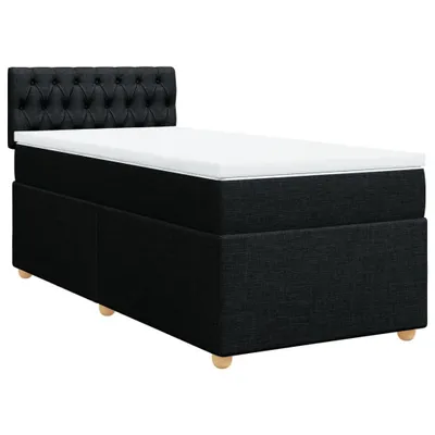 Image de vidaXL Lit Boxspring avec matelas Tissu noir