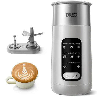 Image de DREO, mousseur à lait 8-en-1, électrique, pour latte, cappuccino, etc