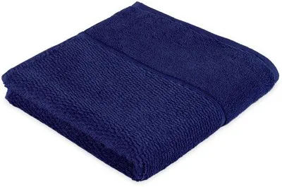 Zdjęcie produktu dla Ręcznik bawełniany Unyqoos® 50 x 100 cm – 100% bawełna, kolor głębokiego błękitu, miękki i dobrze chłonny, z fakturą przypominającą perły, wąskimi paskami i pętelką do zawieszania