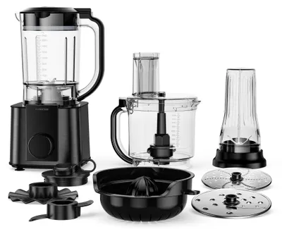 Produktbild von Klarstein Verosteel Küchenmaschine mit Mixer – 1200 W Multifunktions-Küchenmaschine, 2-Liter-Schüssel, 1,75-Liter-Mixer, 10 Geschwindigkeiten, 6 Programme, Entsafter & Fleischwolf