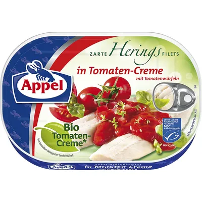 Obrázok produktu pre Filety zo sleďa Appel vparadajkovej smotane s nakrájanými paradajkami 200g