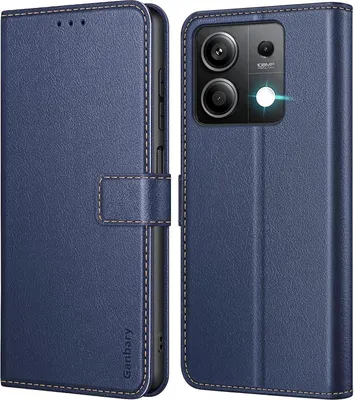 Produktbild von Xiaomi Redmi Note 13 5G Handyhülle Leder Klapphülle Blau mit Kartenschlitzen