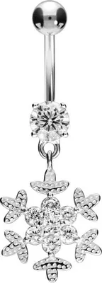 Produktbild von Bauchnabelpiercing Titan Bananabell mit 925er Silber-Design SCHNEEFLOCKE