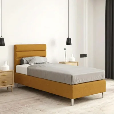 Obrázek produktu pro Hotelová postel 90x200 cm - Žlutá - Čalouněná postel boxspring pro hotely a penziony - Voděodolná - Možnost spojení - ANFI