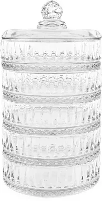 Produktbild von 5-stöckige Glasschalen-Set mit Deckel - Patisserie mit elegantem Riffle-Design