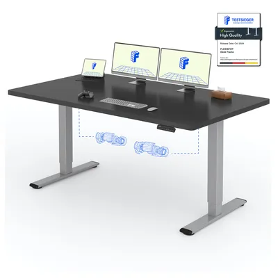 Immagine prodotto di FLEXISPOT E1 Pro Scrivania regolabile elettricamente in altezza 180x80cm 25MM PIASTRA SINGOLA DESK Doppio motore 120KG capacità di carico 4 posizioni di memoria, nero