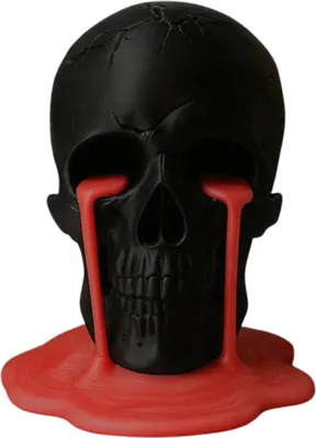 Produktbild von Schmelzende Tränen, Totenkopf-Dekoration, mutige, kantige Skulptur eines menschlichen Kopfes, Tischdekoration, 3D-gedrucktes Totenkopf-Ornament für Zuhause, Bücherregal, Friedhofsdekor