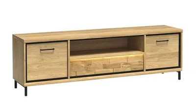 Obrázok produktu pre Televízny stolík s LED osvetlením SUCRE 2 - orech hikora / dub / čierne nožičky