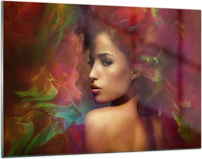 Produktbild von Bilder auf glas - frau gesicht - 120x80cm - Glasbilder - Wandbilder - Kunstdruck - zum Aufhängen bereit - Wanddekoration aus Glas - Glas Bilder - Wandbild auf Glas - Einteilig - GAA120x80-3735