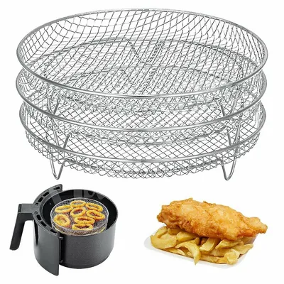 Produktbild von Heißluftfritteuse Rack Grillrost Edelstahl für Air Fryer Racks Edelstahl, 20cm Runder Luftfritteuse-Korb für Ofen, Mikrowelle, Backen, Braten
