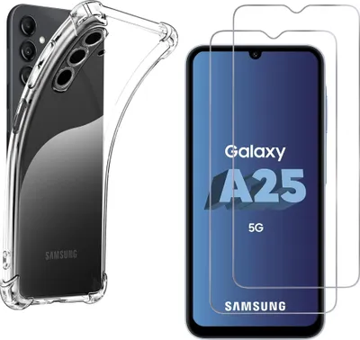 Image de Housse antichoc pour Samsung Galaxy A25 5G avec 2 protections d'écran en verre trempé Phonillico®