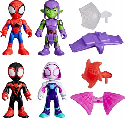 A collection of Marvel Spidey and His Amazing Friends action figures and accessories.