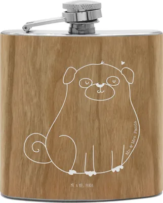 Produktbild von Mr. & Mrs. Panda Flachmann Mops - Transparent - Geschenk, Aus Edelstahl, Hund, Liebe, feldflasche, Hundebesitzer, Hip Flask, Hundeliebe, Knuffig