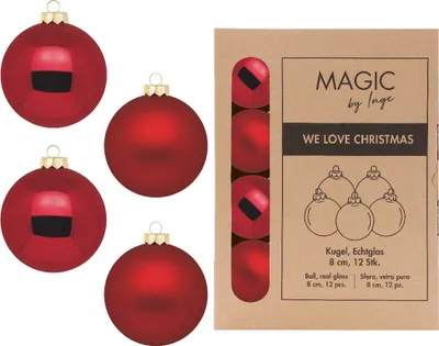 Produktbild von Weihnachtskugeln Glas 8cm 12 Stück - Ochsenblut
